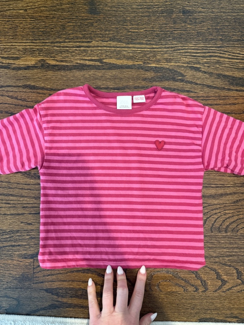 Zara Pink Striped Heart Long-Sleeve Tee